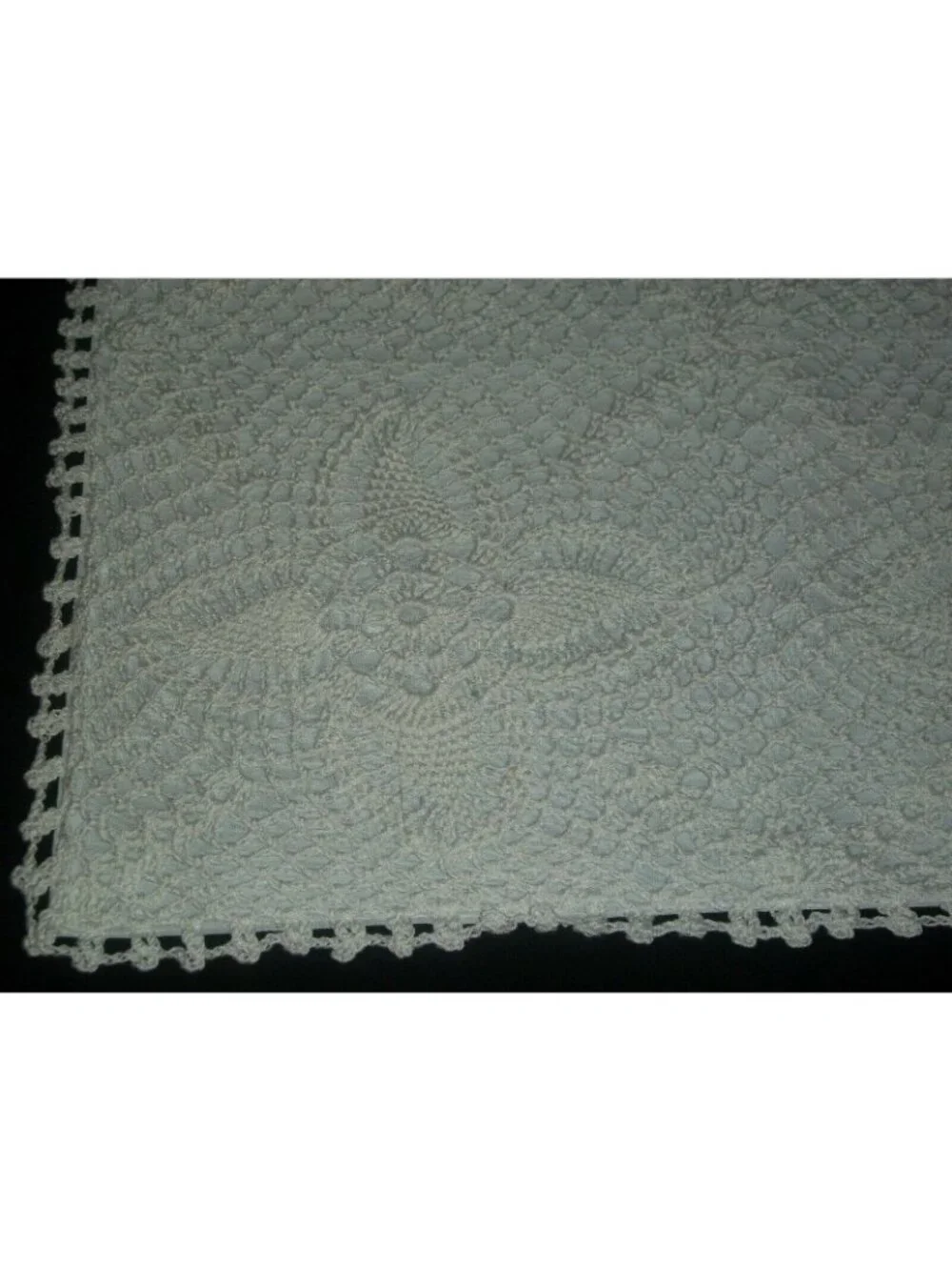 Handmade White Crochet Lace Floral Pattern Doily Square 14x14